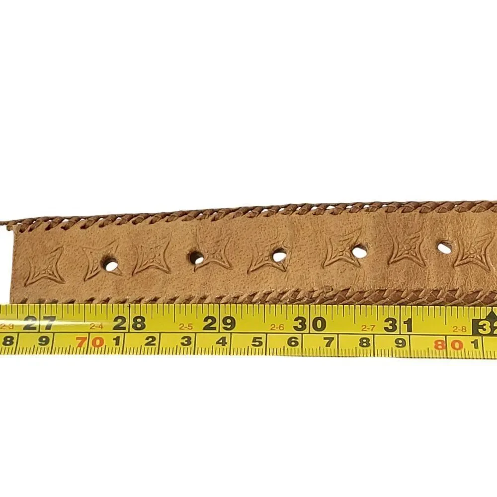 Vintage Handwoven Leather Patchwork Textile Belt M Southwestern‎ Colorful